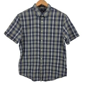 John Varvatos Star USA Button Up Shirt Blue Plaid Men's Medium